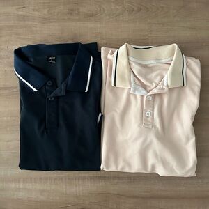 2pcs Men's Black and Cream Polo Shirts from Shein